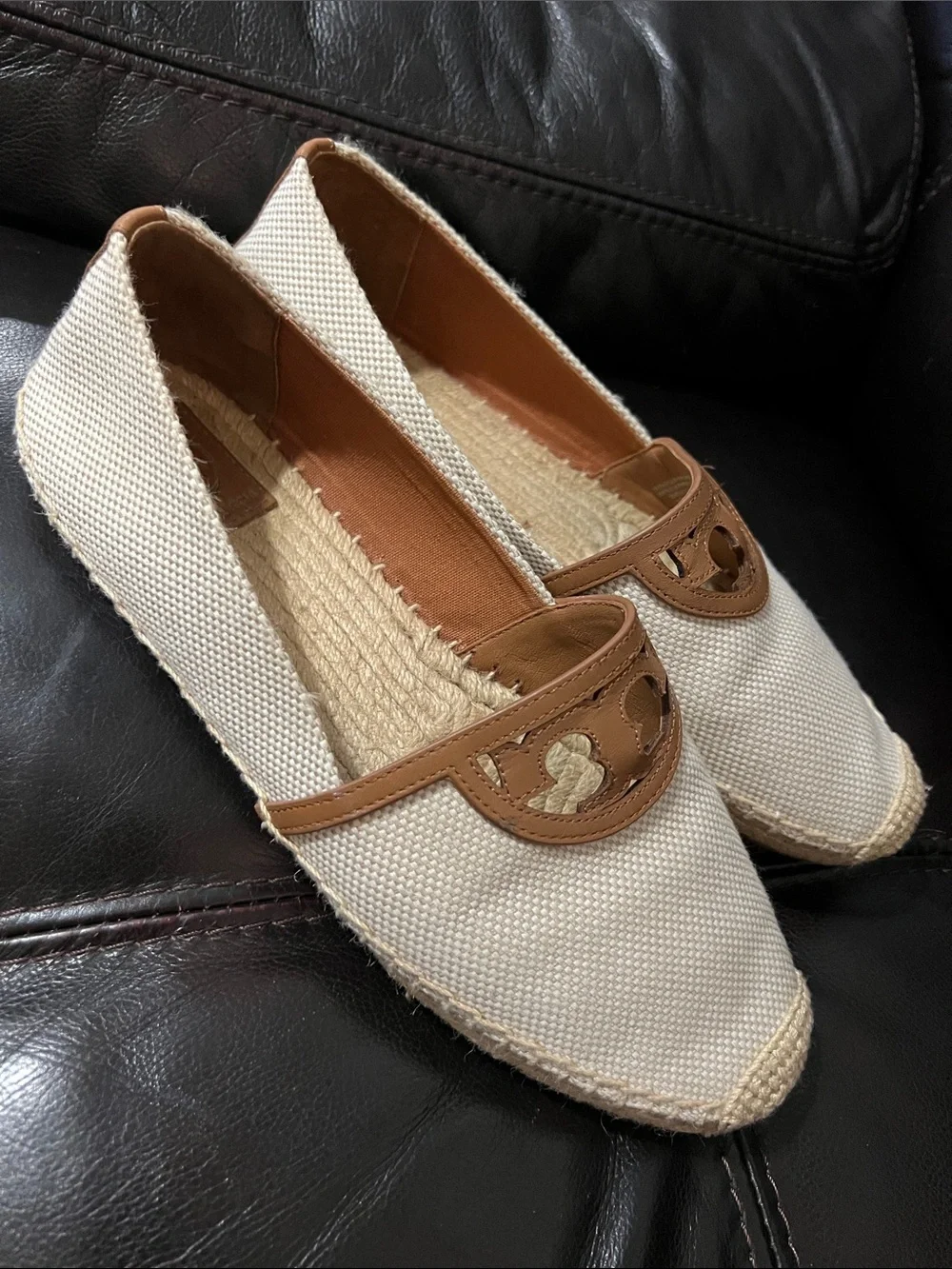 Tory Burch brown detailing leather